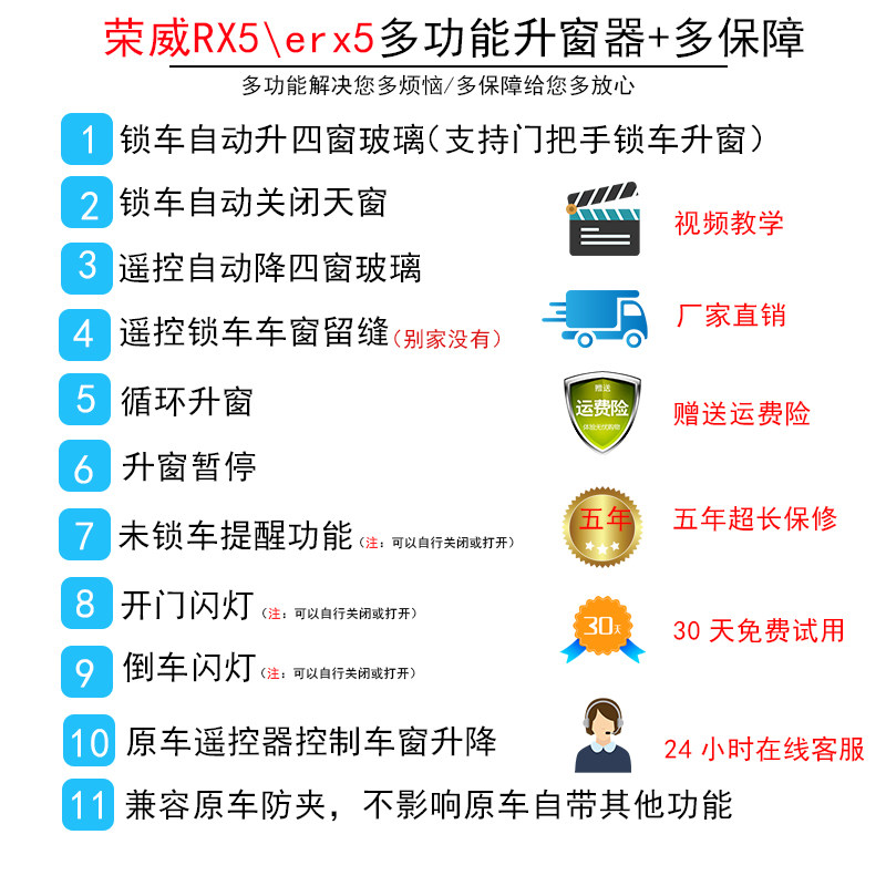 专用于荣威RX5自动升窗器荣威rx5max一键升降OBD锁车玻璃关窗器20