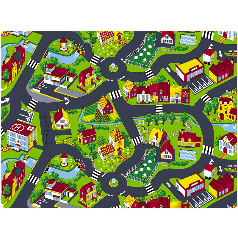 儿童卡通地毯车道马路跑道交通地垫玩具赛道火车轨道汽车游戏垫子