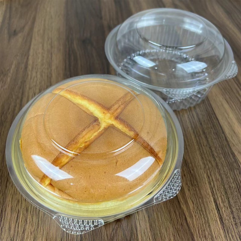 6寸四色切块蛋糕胚盒手撕包包装盒一次性透明吸塑打包盒烘焙甜品