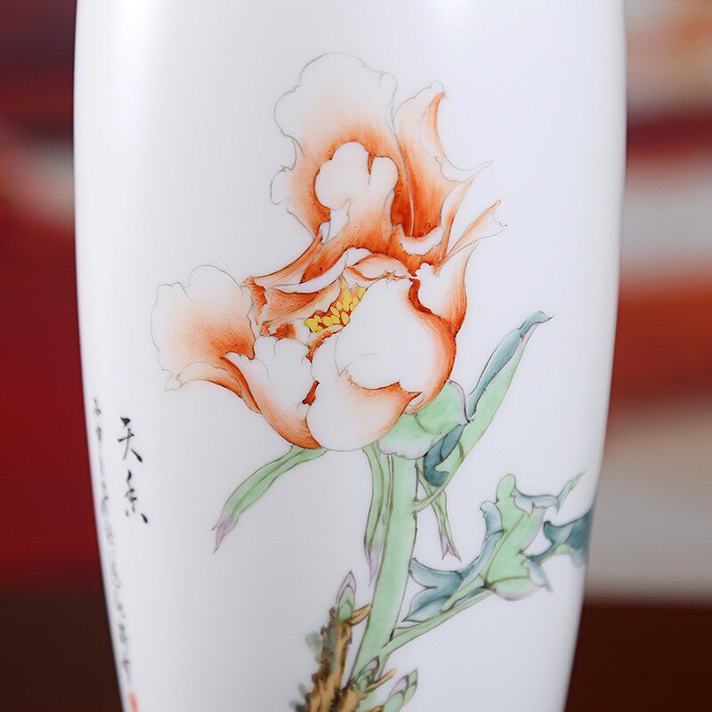 东方泥土 陶瓷高档手绘花瓶摆件 客厅办公室博古架装饰品/天香瓶