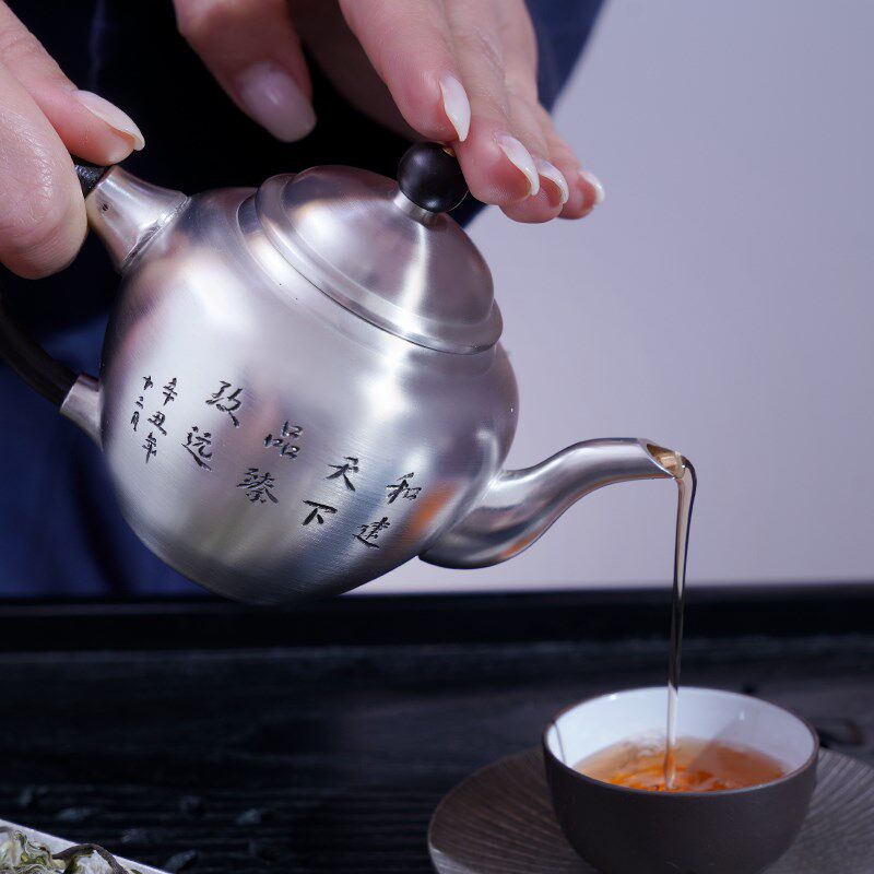 品臻999纯锡茶壶泡茶家用手工高端茶具小号茶水壶单壶送礼可定制