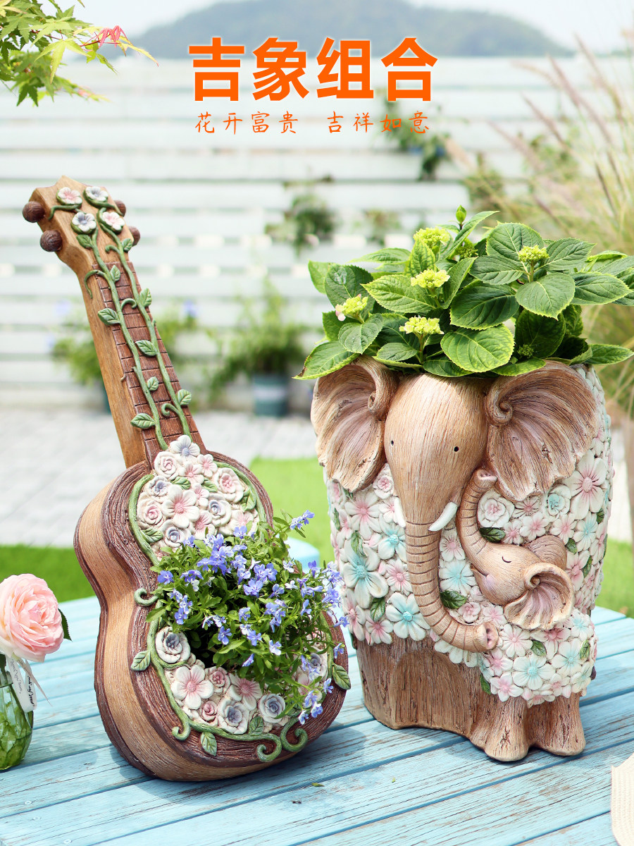 庭院大象装饰摆件别墅花园院子门口一对阳台布置户外造景创意花盆
