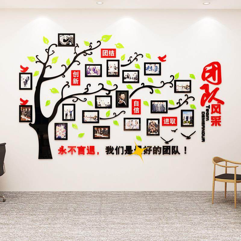 公司团队照片墙贴纸相框员工风采展示背景办公室墙面装饰企业文化