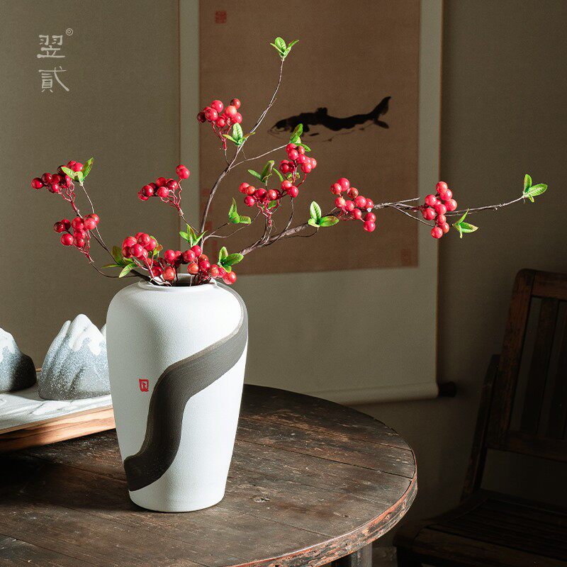 翌贰 景德镇陶瓷花瓶新中式家居工艺品摆饰插花装饰品禅意茶室