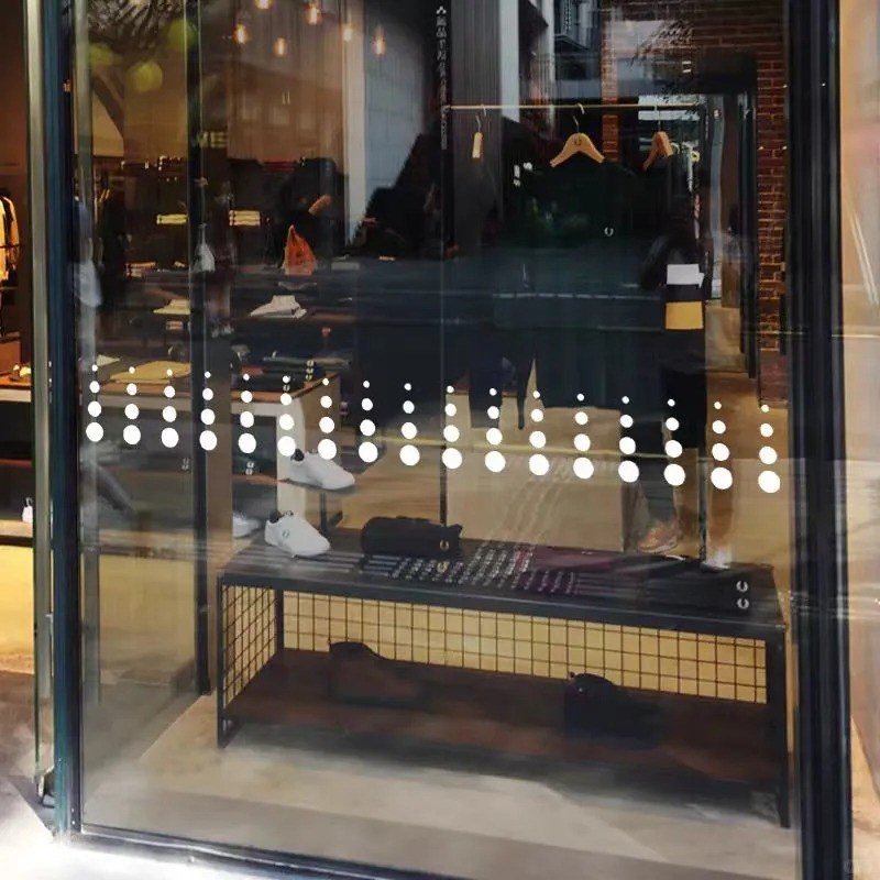 渐变简约圆点玻璃腰线防撞贴纸 服装店商店橱窗厨房移门装饰线条