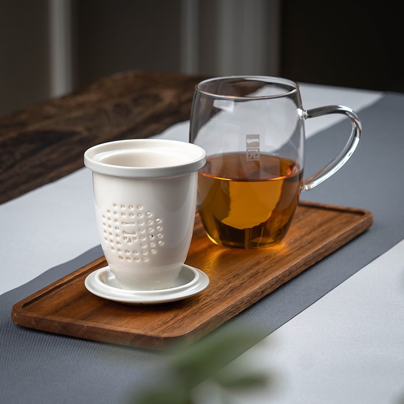 一园茶具陶瓷茶杯水杯带盖过滤高硼硅中式个人家用花茶泡茶办公杯