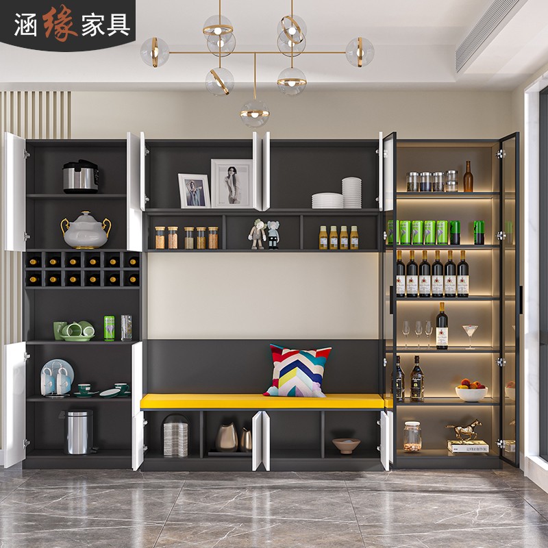 轻奢餐边柜酒柜一体靠墙餐厅卡座定制小户型茶水柜储物柜7G108