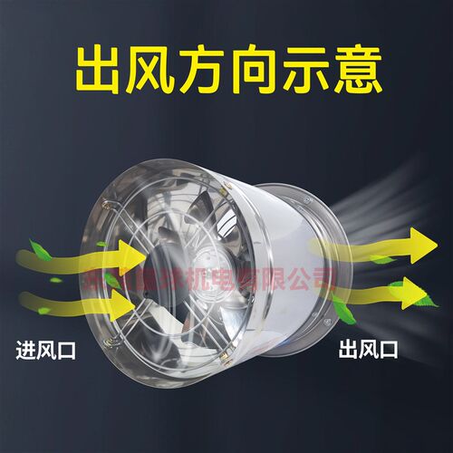 排气扇厨房不锈钢铁换气扇家用抽油烟圆筒方排抽风机卫生间排风扇