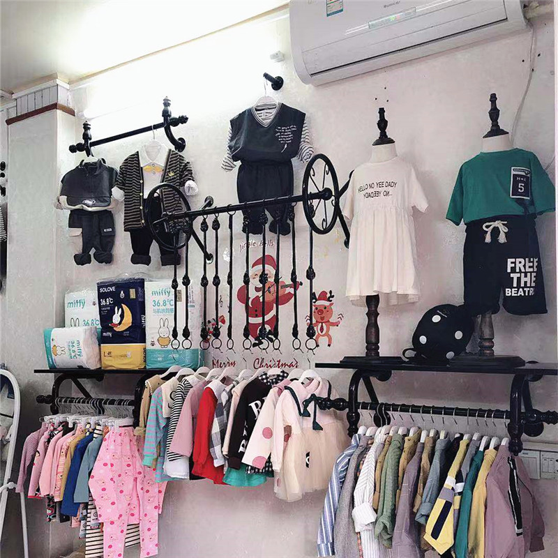童装货架上墙展示架女装服装店衣架展示架女装货架童装组合架壁挂