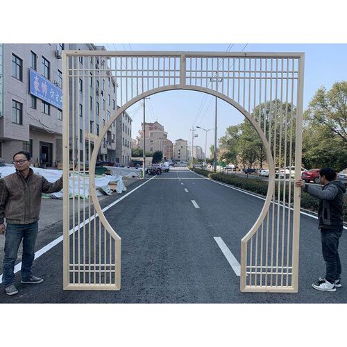 花格月洞门新中式隔断实木博古架客厅背景屏风圆拱门仿古月亮门