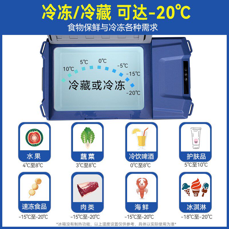 冰虎车载冰箱压缩机制冷车家两用12V24V220V冷冻冷藏汽车用小冰柜