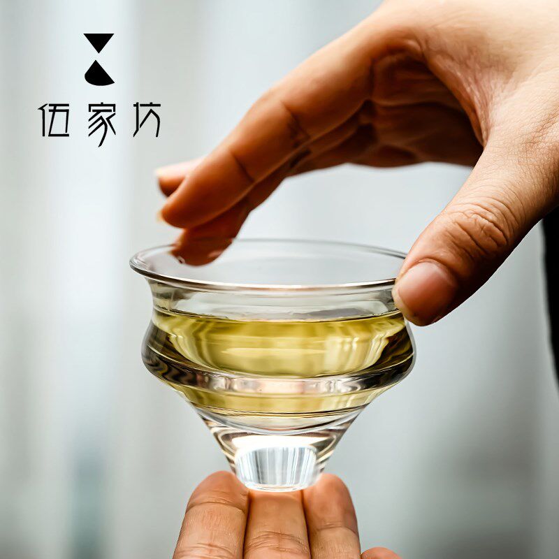伍家坊 明镜止水主人杯高端水晶玻璃茶器品茗杯家用茶杯杯子