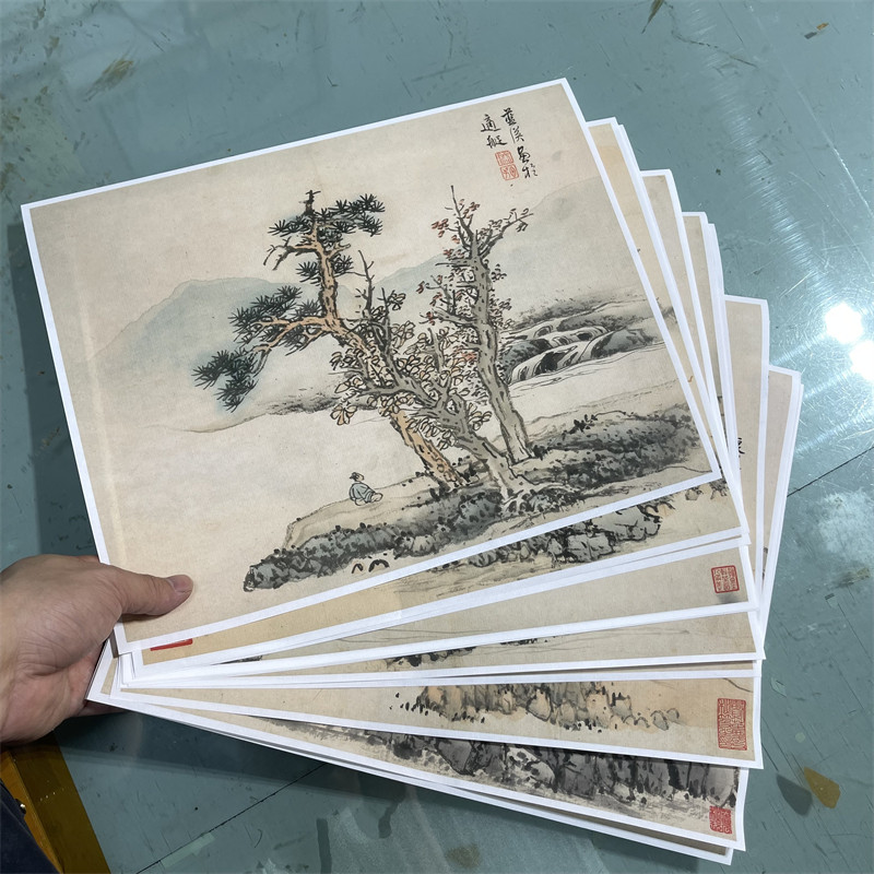 明代蓝瑛山水画册12页微喷复制画名家国画临摹学习画稿复古装饰画