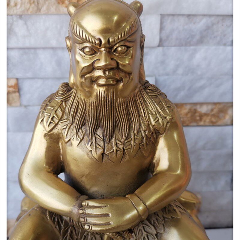 飞龙纯铜八卦祖师 人祖伏羲佛像 盘古大帝人物铜像雕塑家居摆件