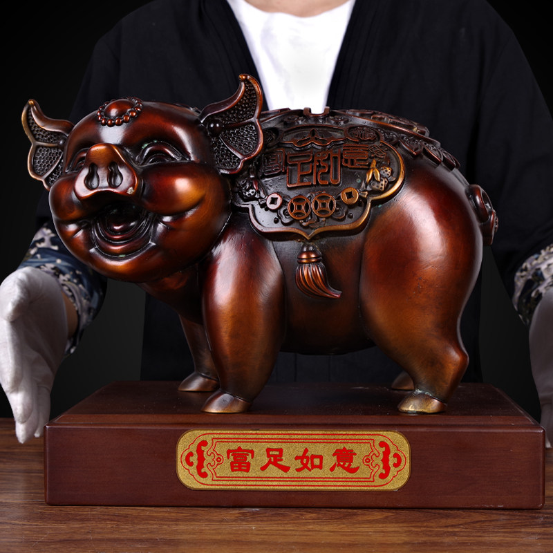 纯铜招财猪摆件存钱罐家居饰工艺品铜猪生肖猪客厅摆件猪生日礼物