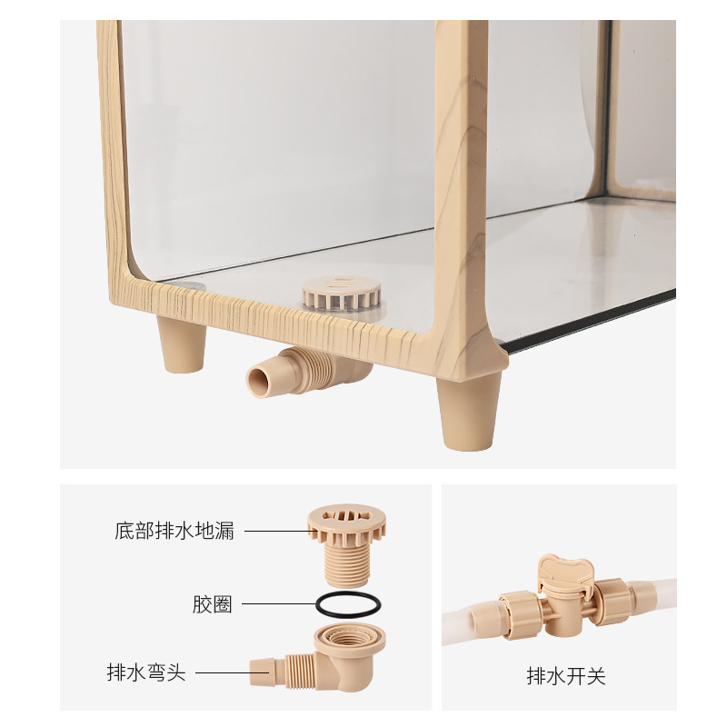 乌龟生态造景玻璃饲养缸带晒台别墅家用养乌龟的专用缸鱼龟混养缸