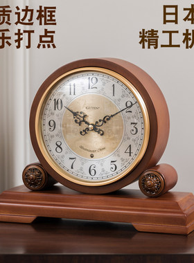 实木座钟新中式客厅古典老式整点报时欧式钟表复古博古架酒柜美式