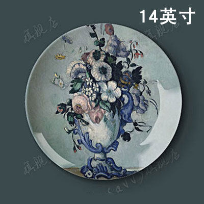 14英寸塞尚油画装饰画盘餐厅挂盘组合盘子墙饰摆件陶瓷盘工艺盘
