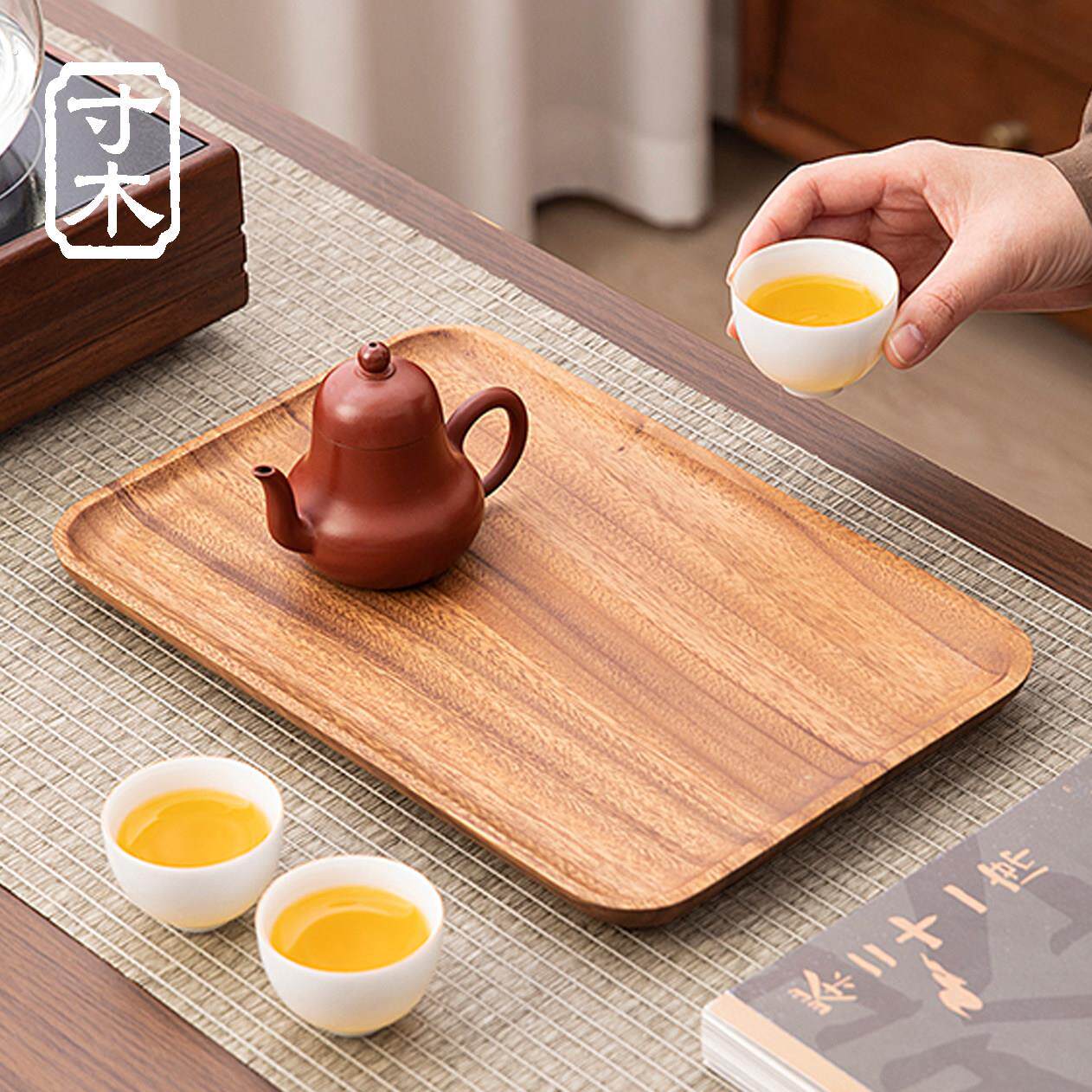 胡桃木茶盘家用小型整块实木茶海排水储水式干泡盘茶台茶托盘配件