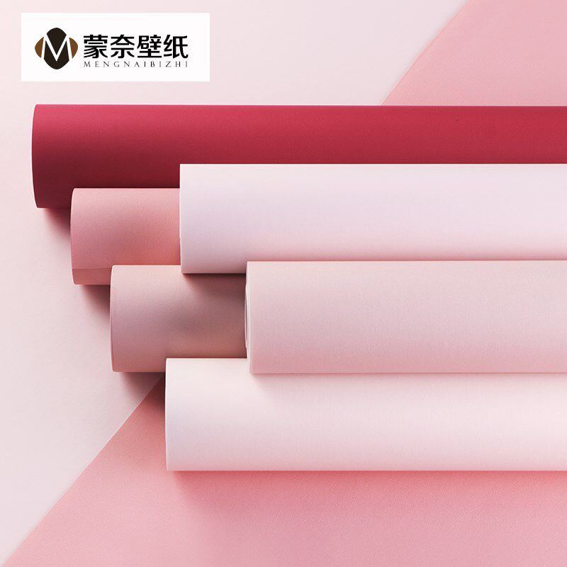 淡粉脏粉无壁纸粉红色色纺布纯色儿主粉浅粉公童房墙纸非自粘卧室