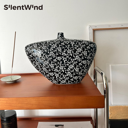 Silen瓷Wind中古法式陶t大花瓶中式宿器插干燥树枝民花样板间装饰