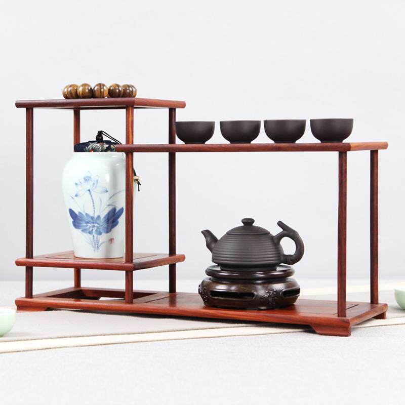 红檀木小博古架实木中式多宝阁紫砂壶茶具工艺品红木摆件底座托架