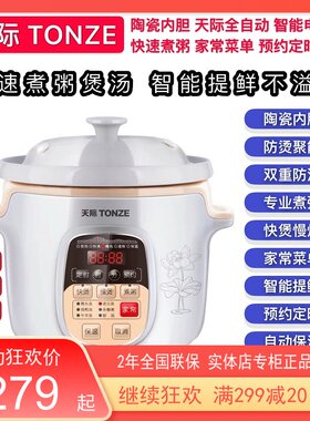 -际智能电炖炖锅2-6-7人-全自动陶瓷煮粥煲汤锅3天4 5L预约煮粥宝