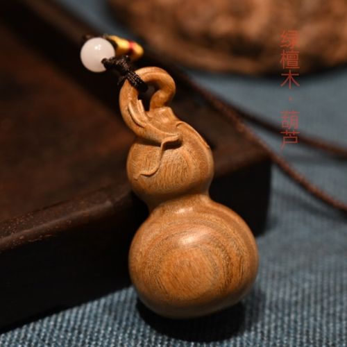 绿雕木龙挂葫芦盘玩手把件实木檀刻龙年文玩挂件车头吊坠木质饰品