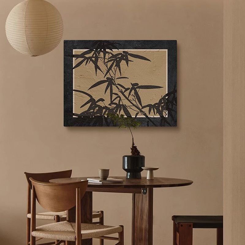 美拉德风墨竹中古餐厅墙上客厅家居挂画电遮小表挡超火箱众装饰画