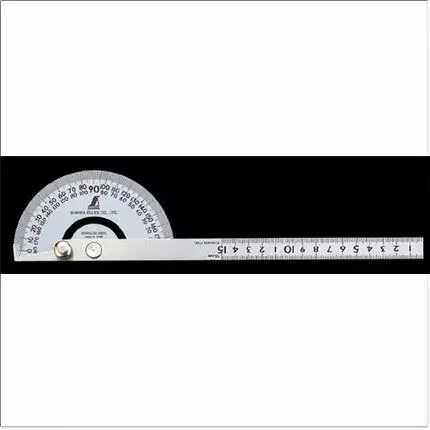 新品日本企鹅SHINWA亲和量角器刻度15cm固定槽量角规半圆规62868