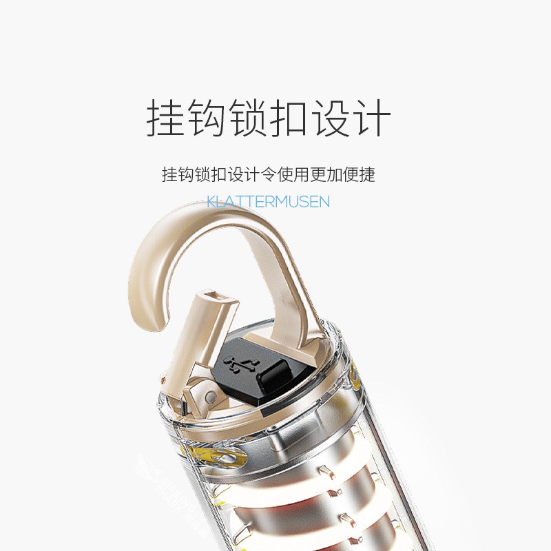 微笑鲨M60超亮激光手电筒强光户外露营便携照明带挂钩LED伸缩变焦