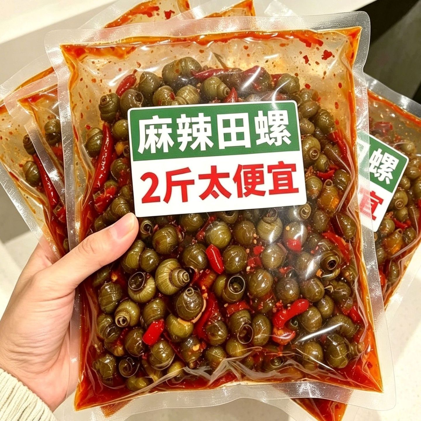 新鲜麻辣田螺夜宵摊摆摊网红嗦螺