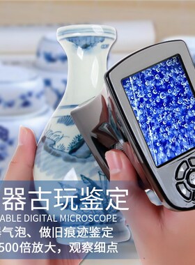 数镜手持电子显微镜皮屏放大码带灯500倍珠宝文玩鉴定头大便携式