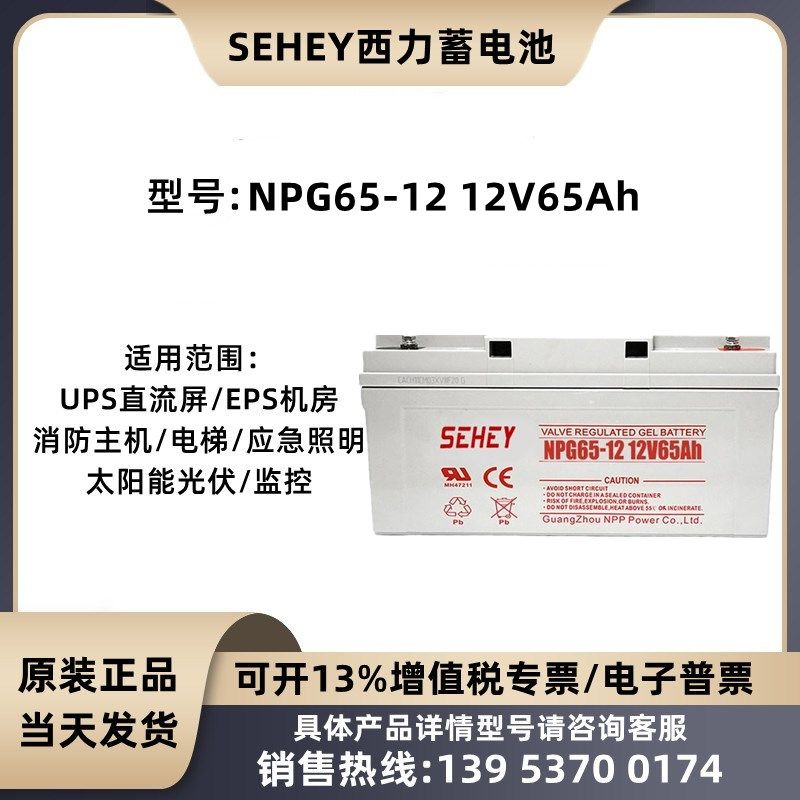 SEHEY西力蓄电池NPG65-12 12V65AH铅酸UPS直流屏EPS机房应急电源