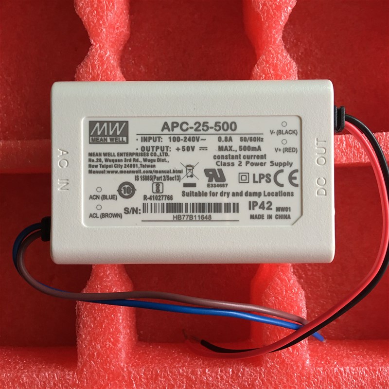 台湾明纬防水LED恒流电源 APC-35-500 35W 25-70V500mA 原装正品