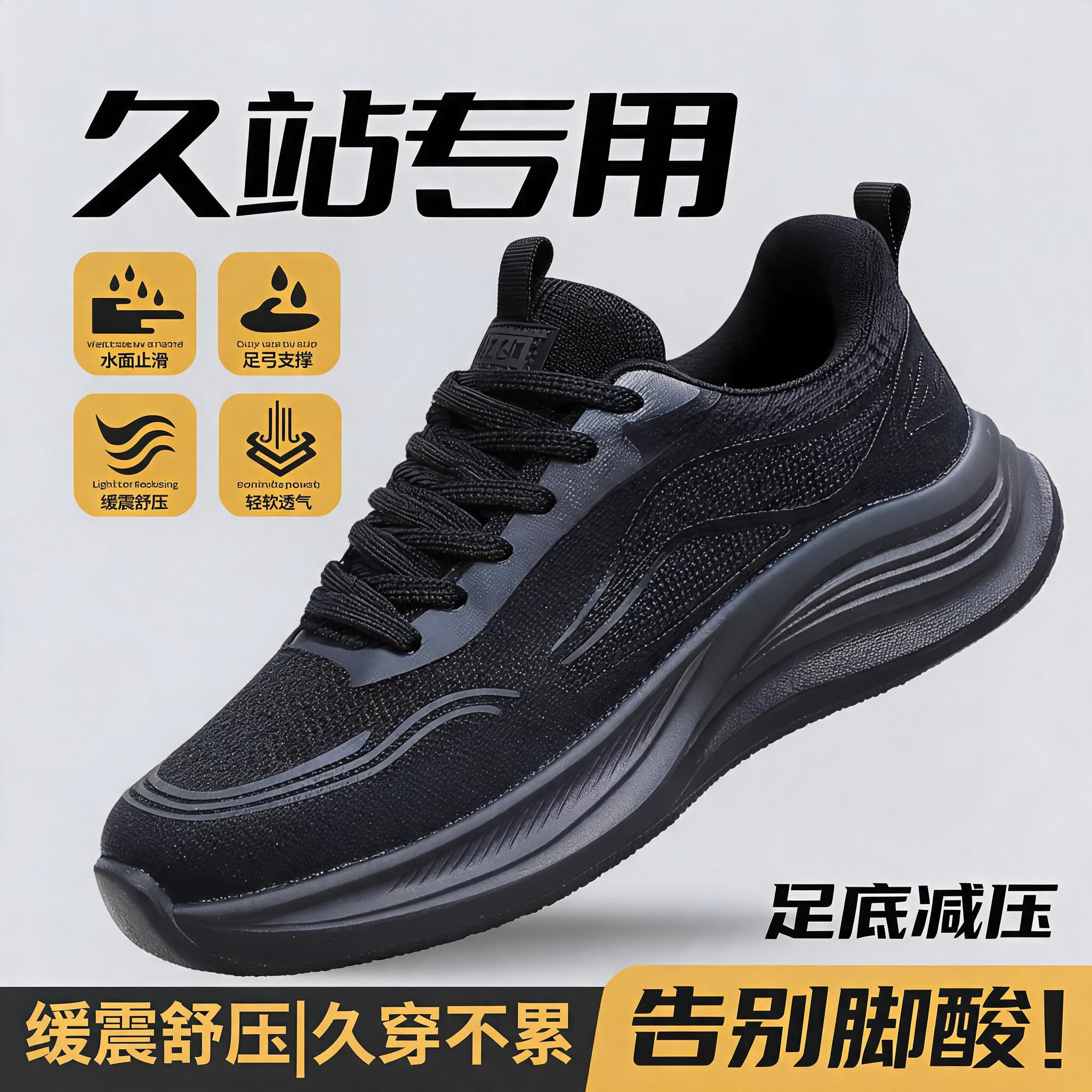 男鞋夏季透气运动鞋防滑软底缓震轻便舒适减压休闲鞋舒适不累脚