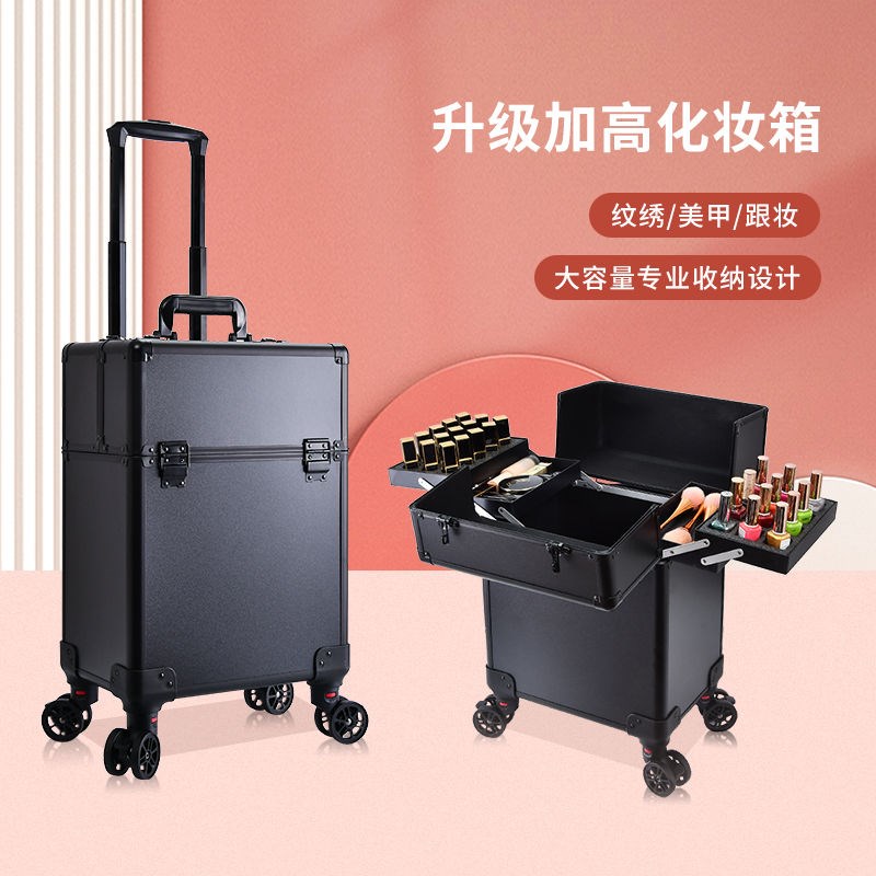 德国进口化妆箱专业跟妆师大容量拉杆箱带密码锁美甲纹绣师专用收