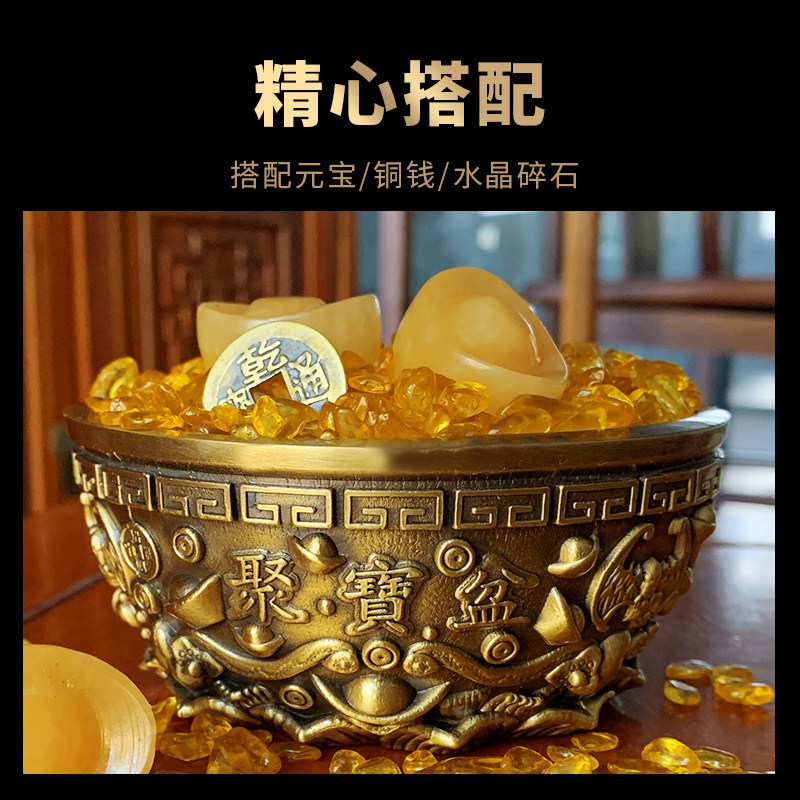 祥云阁纯铜聚宝盆摆件聚宝铜盆客厅玄关店铺开业礼品摆件