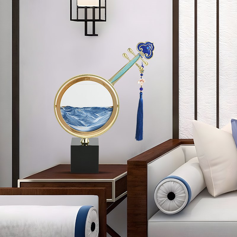 新中式琵琶流沙画电视柜酒柜摆件装饰品沙漏解压乔迁新居创意礼物