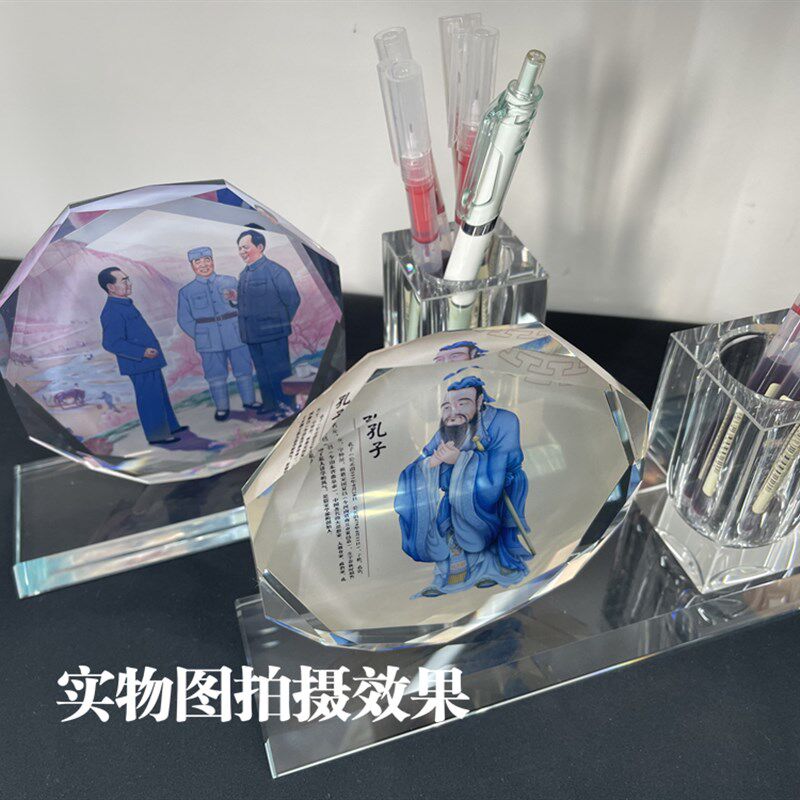 历史伟人邓小平画像水晶摆件工艺品书房桌子摆设品励志可定制图