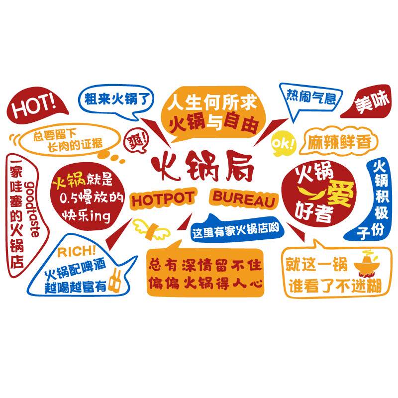 市井火锅串串香麻辣烫创意调料区背景墙面装饰布置店铺3d立体贴画