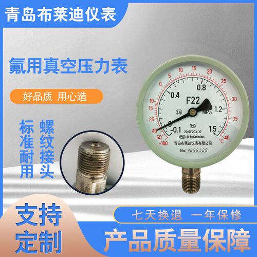 青岛布莱迪仪表F22氟用真空压力表 坚固灵敏压力表正规厂家可定制