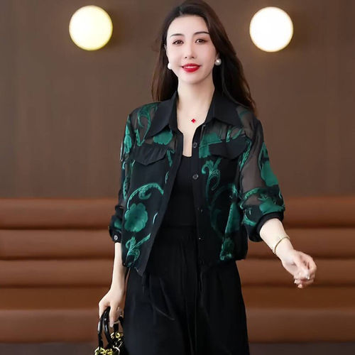 冰丝防晒服衬衫女士镂空薄款短款外套夏季新款小个子时尚宽松上衣