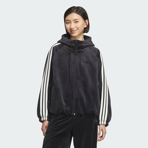 阿迪达斯运动休闲品牌长袖透气连帽抓绒衣女款KB7606