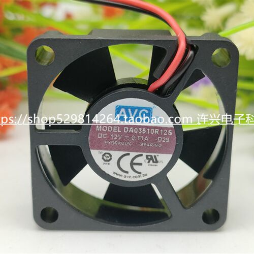 全新 AVC DA03510R12S 12V 0.11A 3.5CM 3510 3线 静音散热风扇