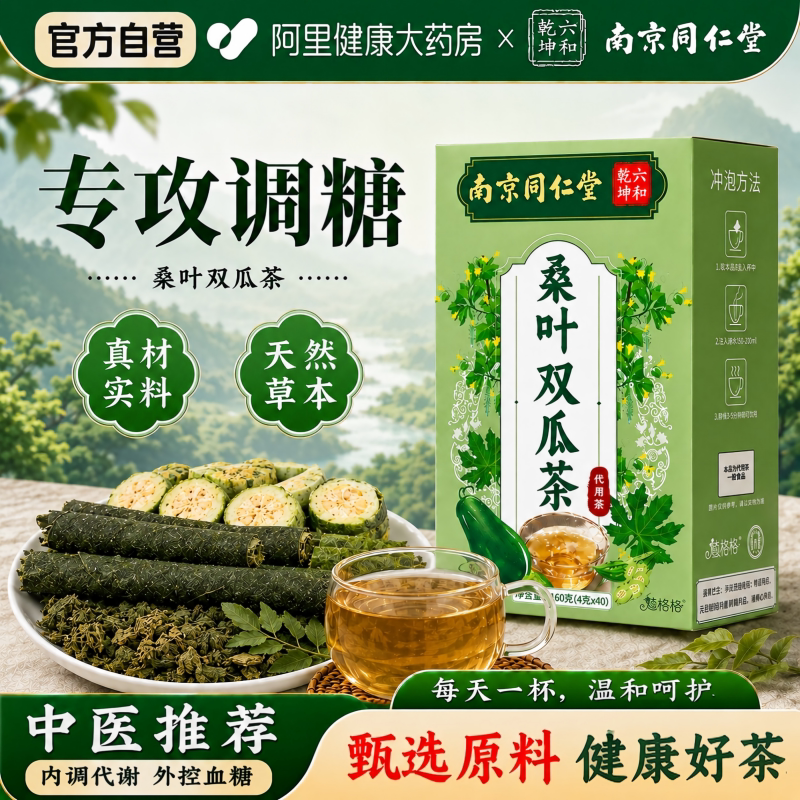 南京同仁堂桑叶双瓜茶苦瓜干冬瓜皮血糖中药材正品糖人特养生茶包图片