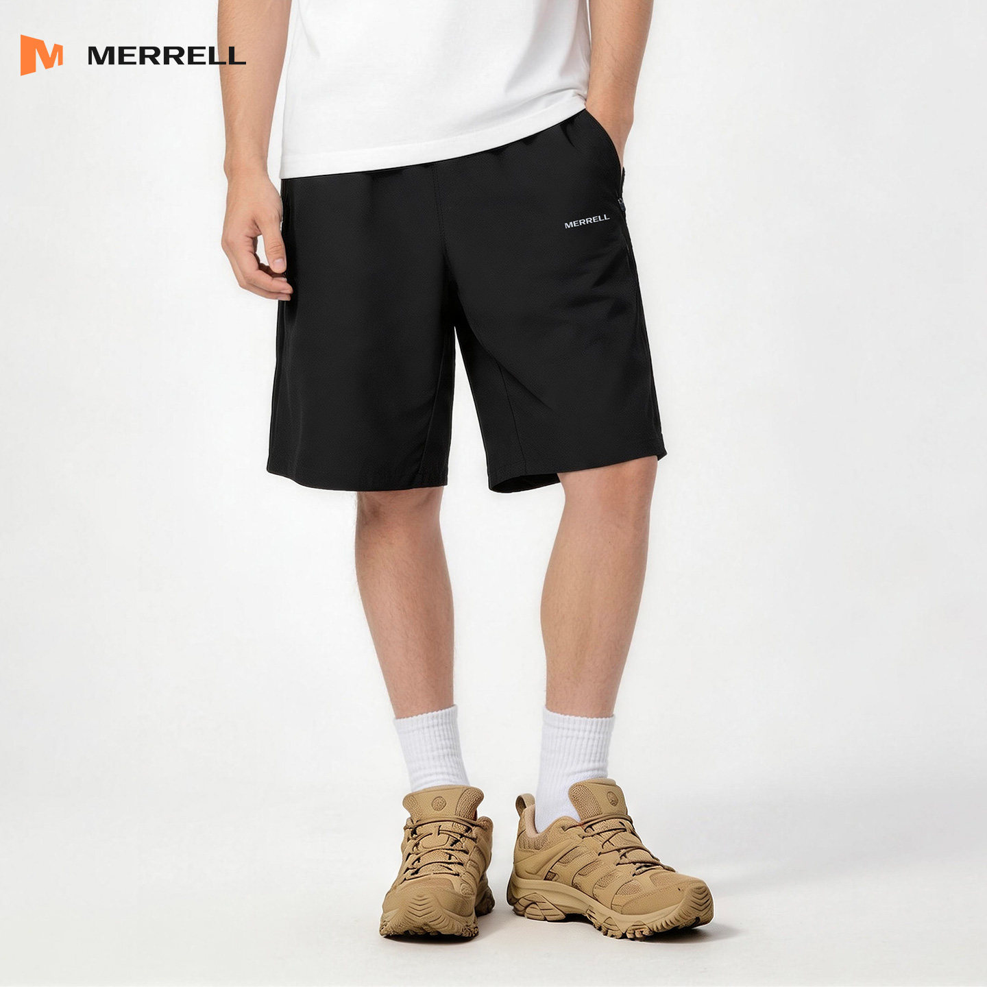 MERRELL迈乐户外运动短裤男款速干透气男裤耐磨梭织徒步跑步中裤A