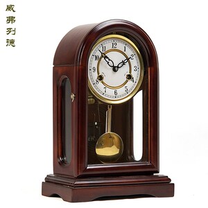 威弗列德客厅芯式实木打点铜时摆钟上弦链发条钟表纯报机老机械钟