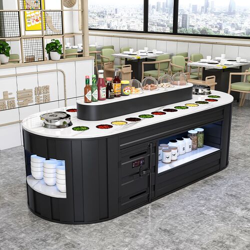自火助锅店调料台冷藏保鲜小料台串串香酱椭台麻辣烫调味台柜料圆