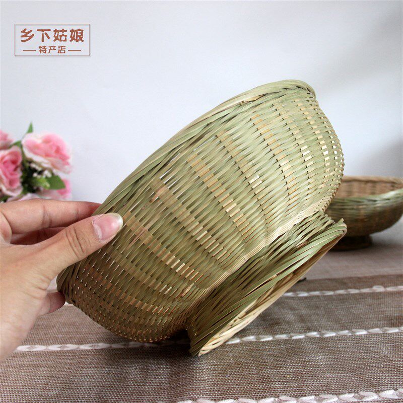 竹编馍筐馒头筐纳房鸡蛋收厨篮筐编织迷你手篮竹框子小工菜筐竹篮